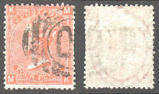 Great Britain Scott 43 Used Plate 10 - MK (P) - Click Image to Close